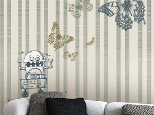 HAPPY TERRY - Striped panoramic wallpaper _ Inkiostro Bianco